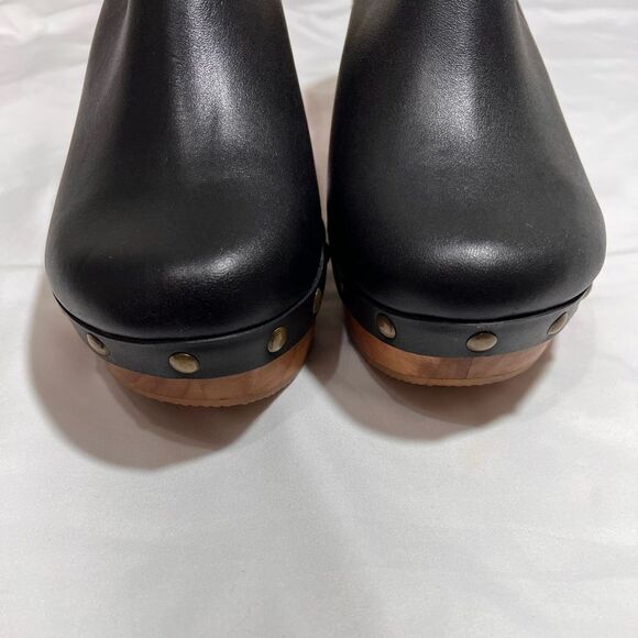 Five Worlds Black Leather Studded Clogs Size 10 - Picture 6 of 10